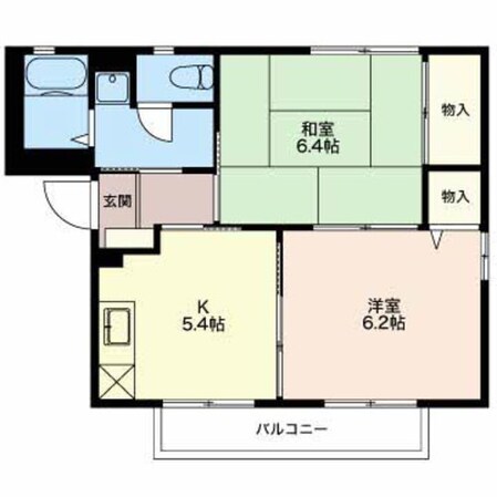 グリーンハイツ島立Ｄの物件間取画像